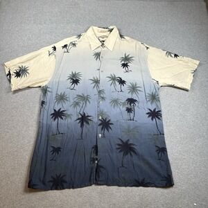 Vintage Campia Moda‎ Hawaiian Rayon Palm Tree Shirt L Made in Korea